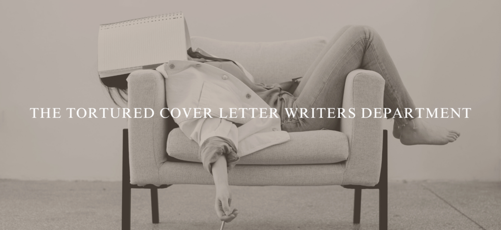 Woman struggling to write a cover letter